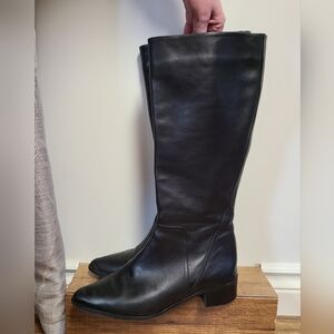 Fabianelli Italian Black Leather Knee-High Women's Boots